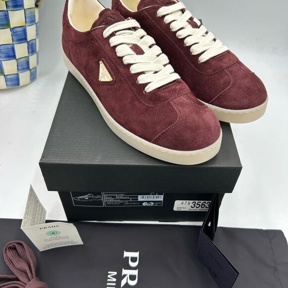 Men's Prada triangle logo suede sneakers size 9 US made in Italy - Picture 5 of 11